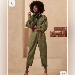 Banana Republic Iguana Green Women's Jumpsuit Sz M NWT